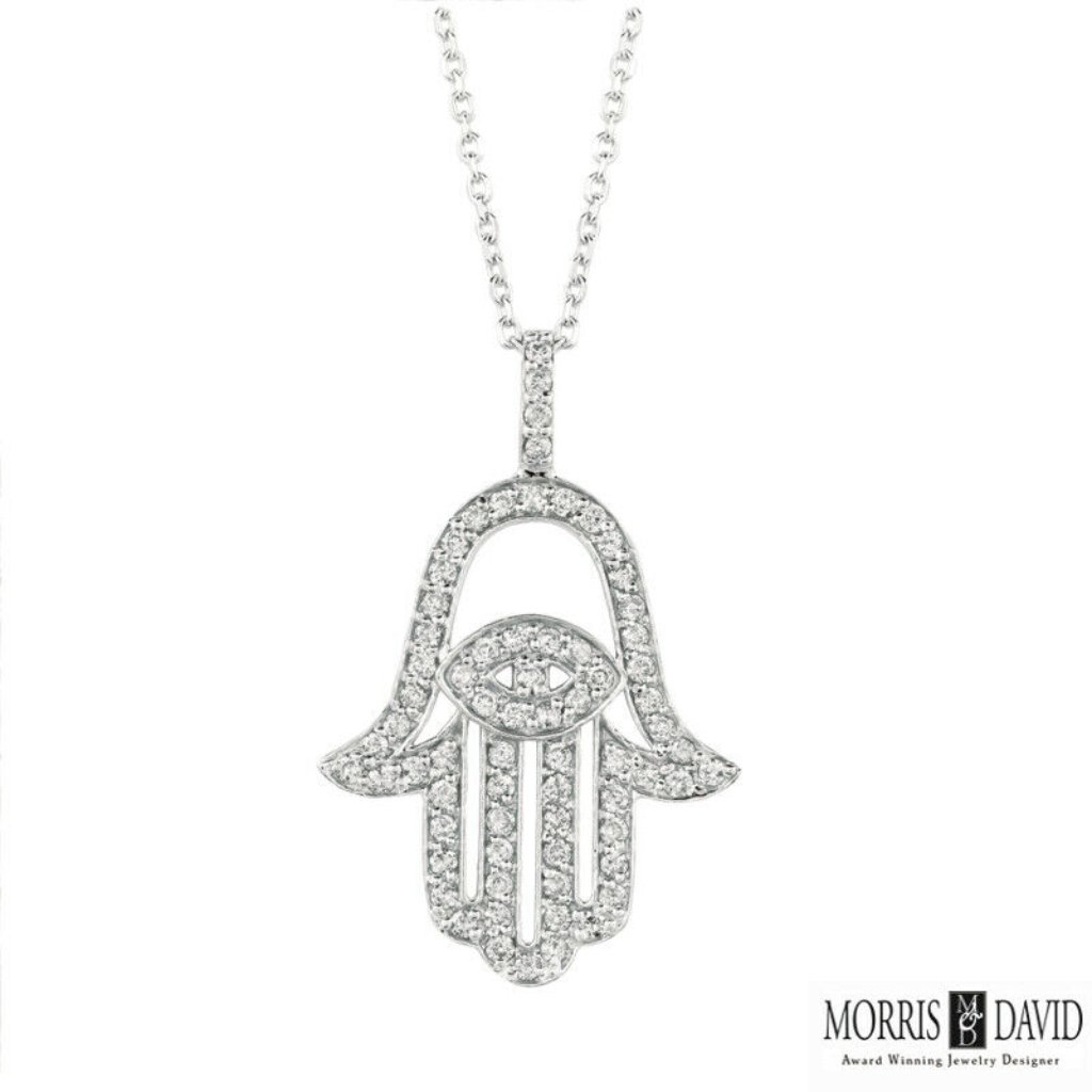 088 Carat Natural Diamond Hamsa Necklace 1250$